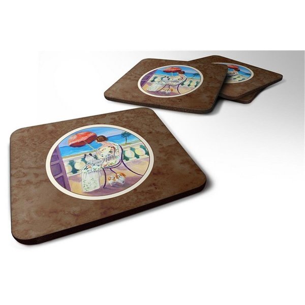 Carolines Treasures Lady with Her Japanese Chin Foam Coaster, Set of 4 7260FC